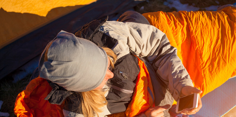 woman in a sleeping bag