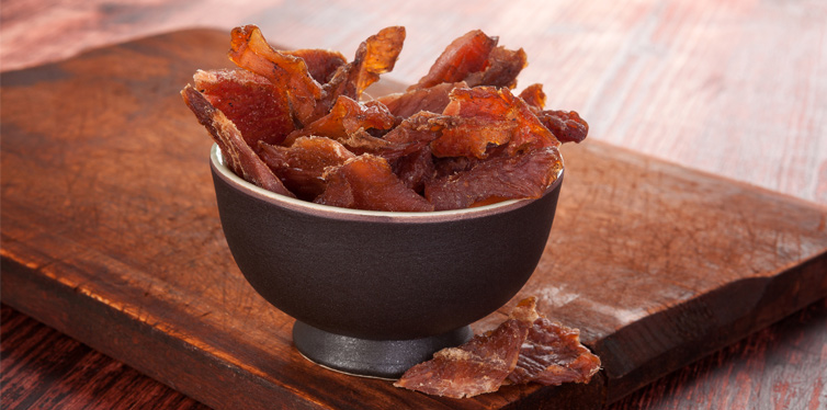 beef jerky in a bowl