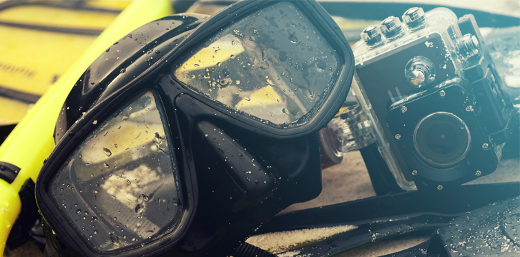 diving equipment and a waterproof camera