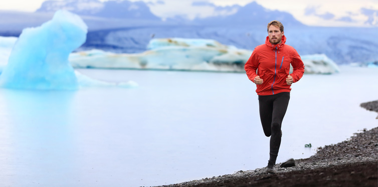 man running in winter