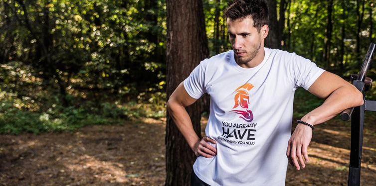 man wearing a white t shirt