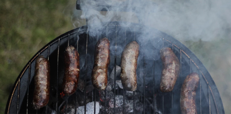 sausages on grill