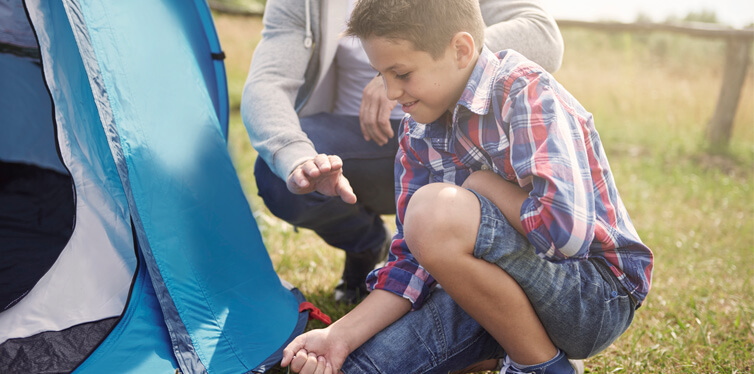 father and son camping
