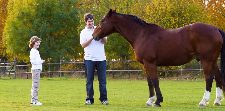 father and son on a farm