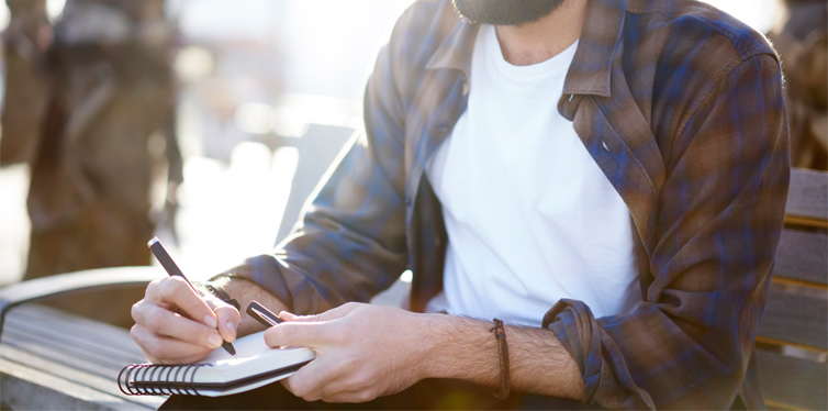 man trying to memorize information