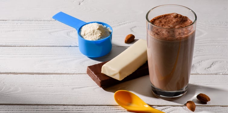 protein shake and energy bar