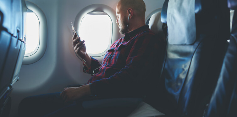 man listening to music