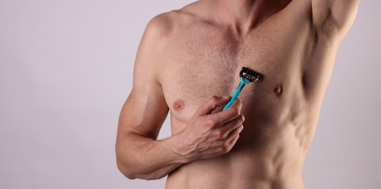 man shaving chests