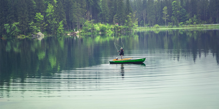 fishing in a boat