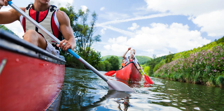 two people on kayak paddling