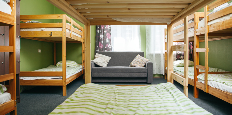 bunk beds in a hostel