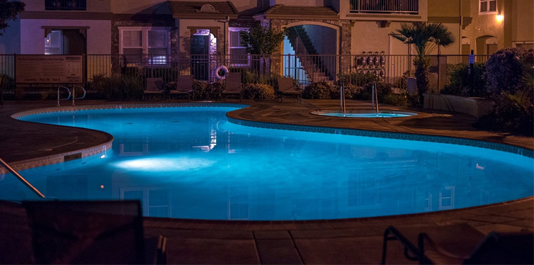 home pool at night