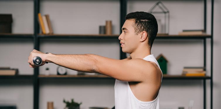 man exercising at home