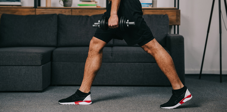 man training at home