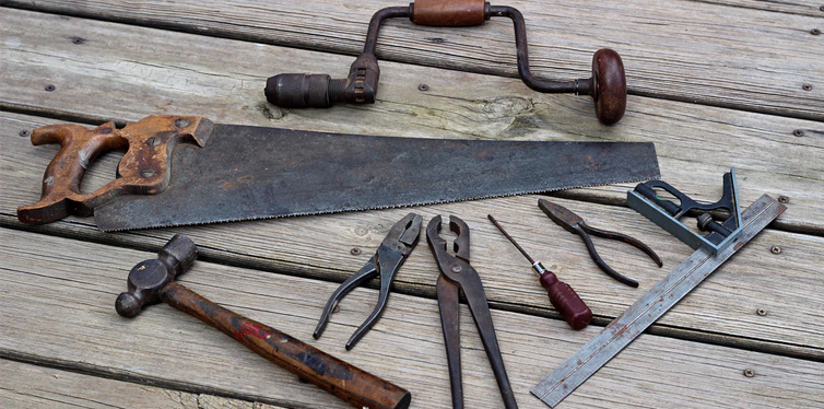 tools on a wooden table