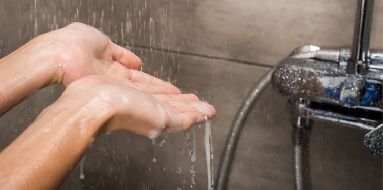 water from the shower