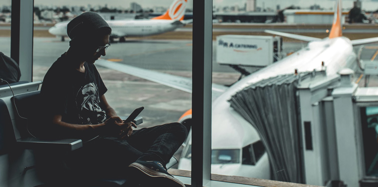 young man at the airport