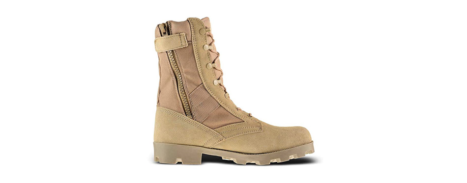 Bufferzone Mens 9 Tan Military Tactical Boot with Zipper 