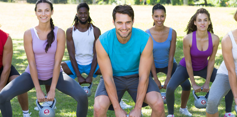 group exercise in the park