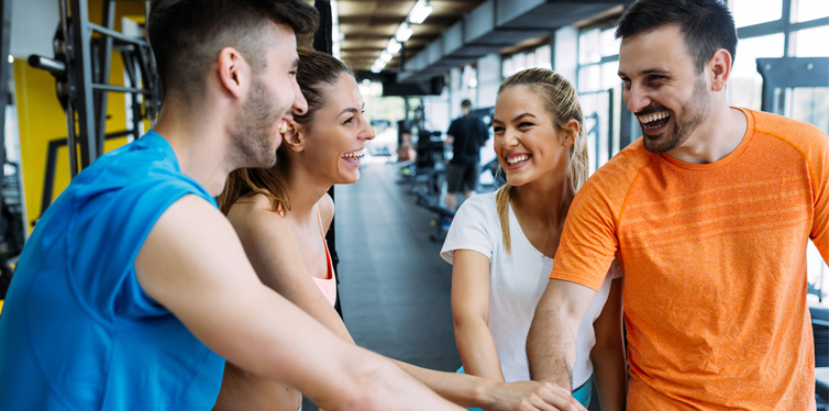 a group of happy people after exercise