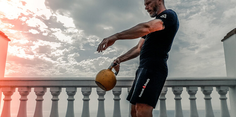 man exercising outside