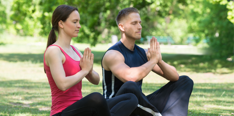 people meditating