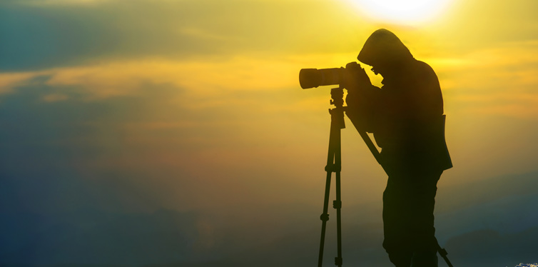 taking photos at dusk