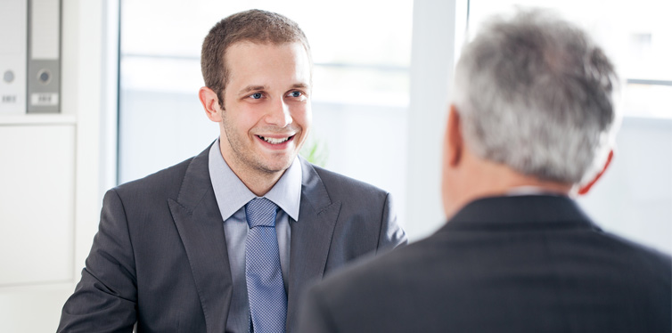 a business man at a job interview