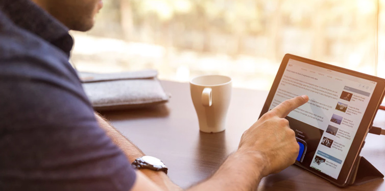 man using tablet