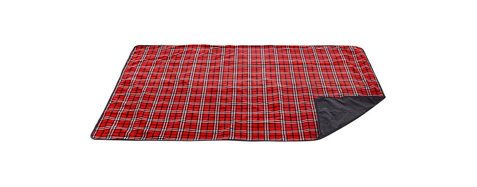 Carrying Buckle Machine Washable Premium Extra Large Picnic & Outdoor Blanket with Improved Backing Red
