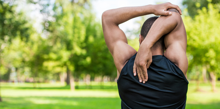 man stretching