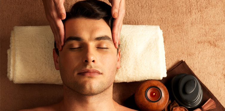 man having a head massage