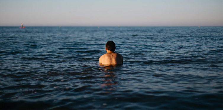 man in the sea