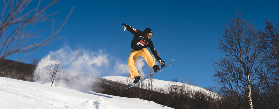 man snowboarding