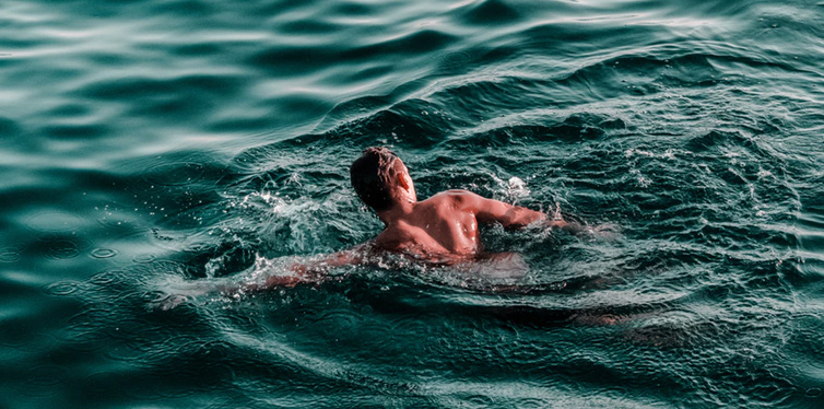 man swimming