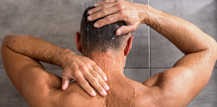 taking a cold shower