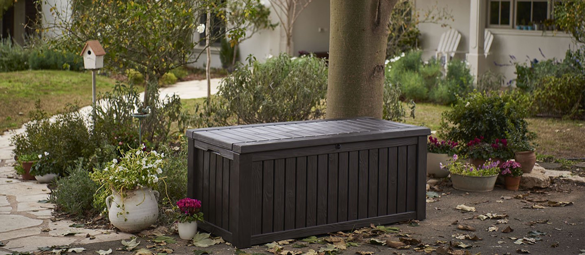 Tidyard Garden Storage Deck Box Plastic 74 Gal Lockable Garden Container Cabinet Toolbox for Patio Lawn Backyard Outdoor Furniture 46.1 x 17.7 x 22 Inches W x D x H Poolside