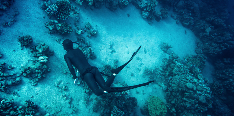 freediver under water