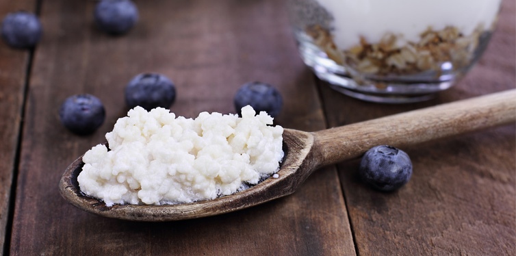 kefir and blueberries