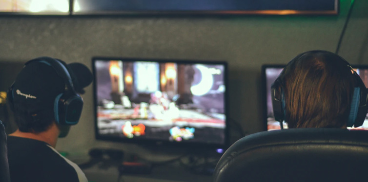 two guys playing video games