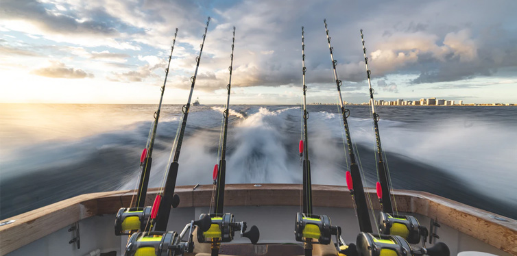 fishing rods on a boat