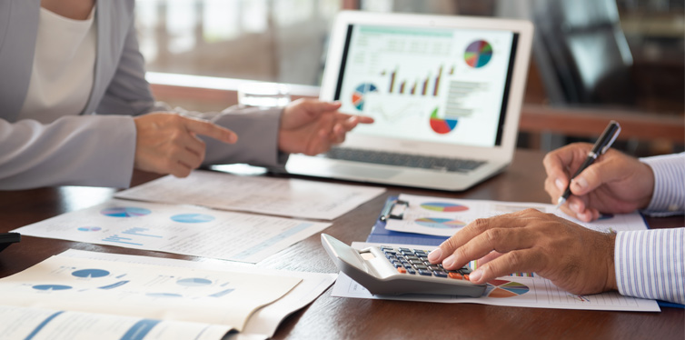 business team checking taxes