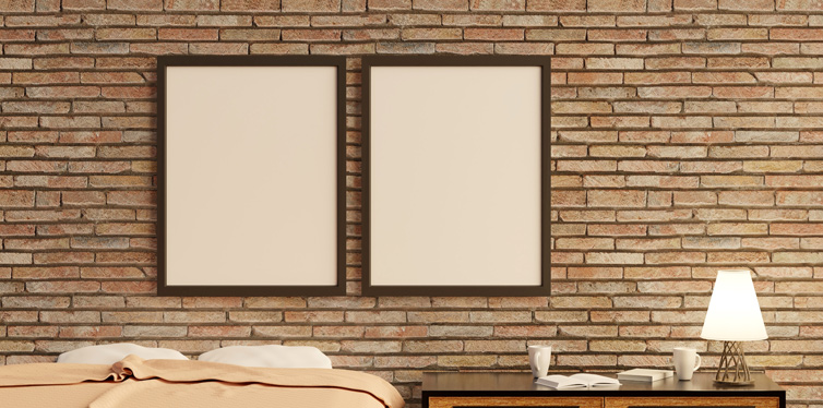 brick wall with a poster