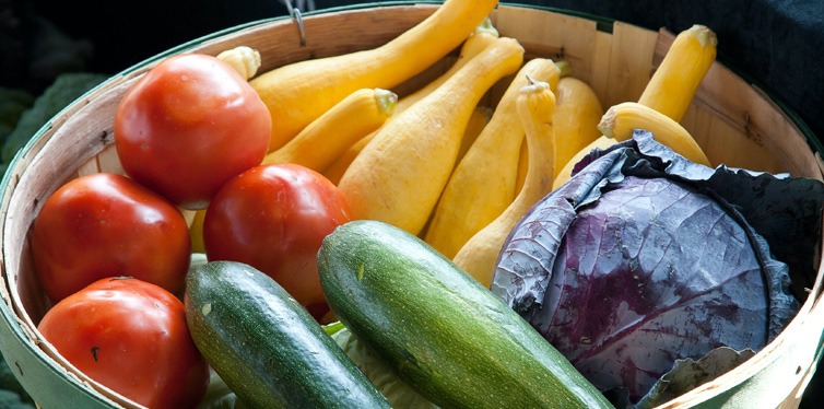 fruits & veggies in a basket
