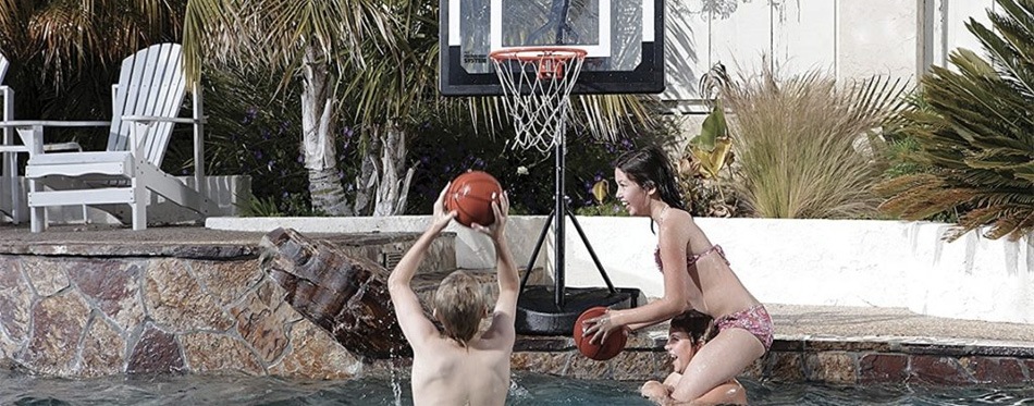portable basketball hoop at pool
