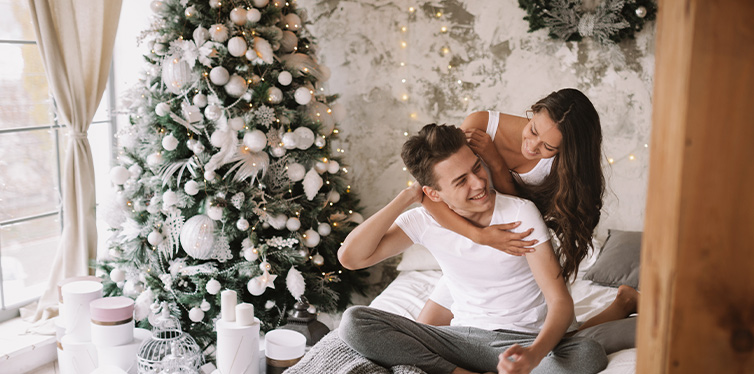 cozy bedroom in winter time 