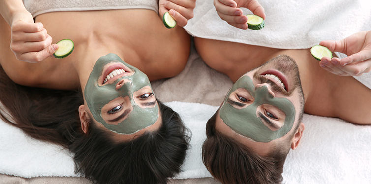 couple with face mask on
