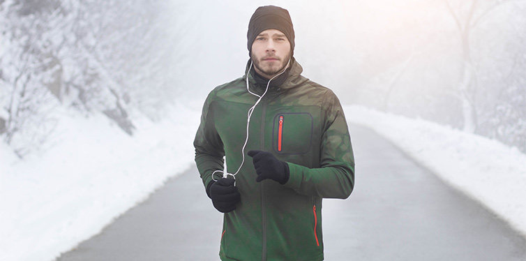 man jogging in cold weather