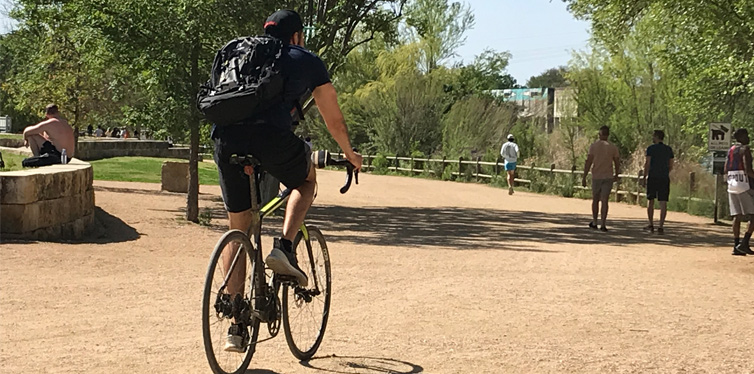 man riding a bike