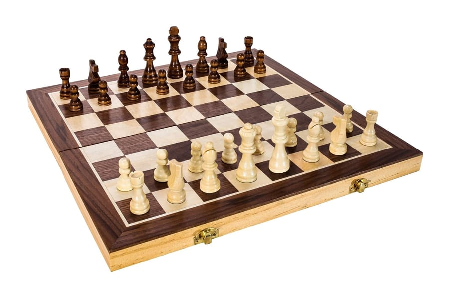Fantasy WIZARDS & SORCERERS Chess Set W/ 16" BLACK & MAPLE WOOD STORAGE Board 